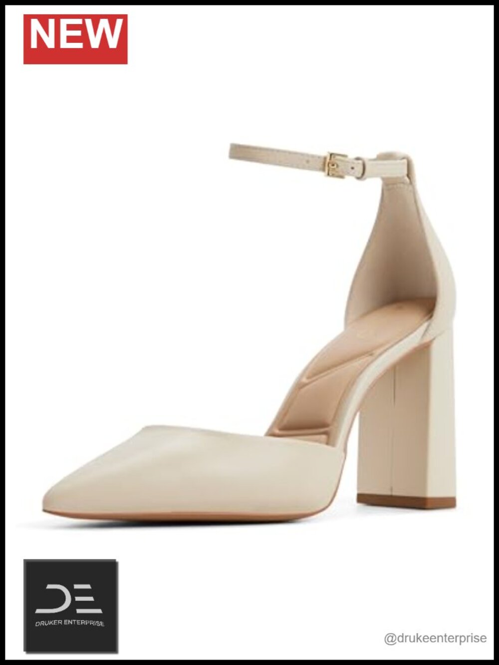 ALDO Women's Millgate Pointed Toe Block Heel Pumps with Buckle Leather